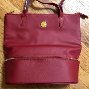 Red Joy Mangano Double Decker tote NWOT